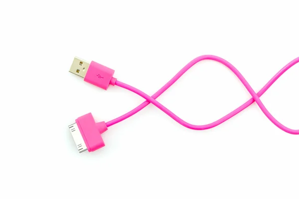 Pink USB cable for smartphone. — Stock Photo, Image