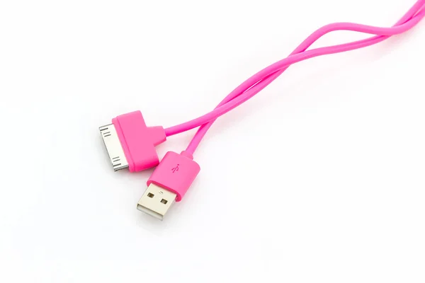 Розовый USB-кабель для смартфона . — стоковое фото