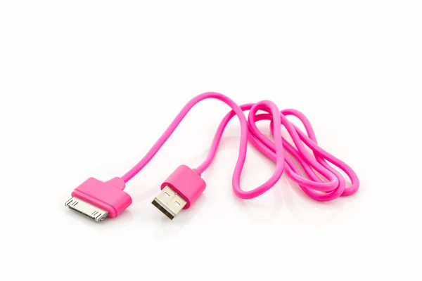 Pink USB cable for smartphone. — Stock Photo, Image