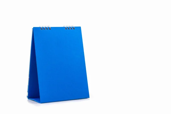 Calendario espiral de escritorio de papel en blanco azul . — Foto de Stock