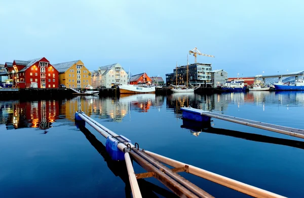 Aerial view of Tromso Cityscape at dusk Norway — Stock Photo, Image