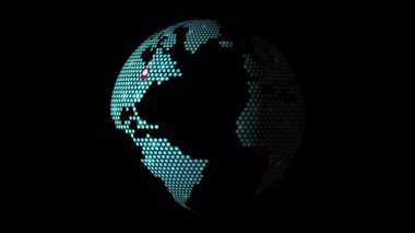 Siyah arkaplana sahip küresel bir ağın 3d görüntülenmesi