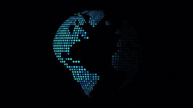 Parlak noktalı mavi dijital harita.