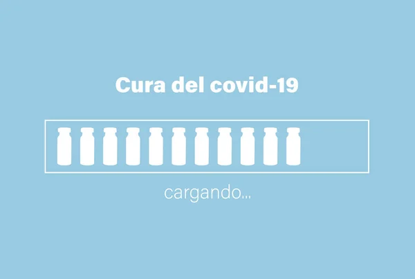 Ilustración Concepto Próxima Cura Para Covid Coronavirus Con Texto Español —  Fotos de Stock