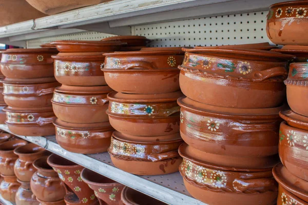 Traditionele Mexicaanse Potten Markt Voor Mexicaans Eten — Stockfoto