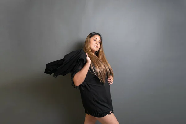 Beautiful Sensual Fat Hispanic Model Studio Shot — Stock Photo, Image