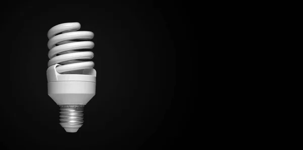Energiatakarékos Lámpa Sötét Háttérrel Szabad Hellyel — Stock Fotó
