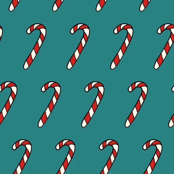 蓝色背景的圣诞红白相间的糖果手杖 几何无穷无尽的糖果质感 — 图库矢量图片