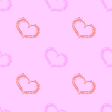 Pembe arka planda kalbin desenli fırça darbeleri. Kusursuz doku.