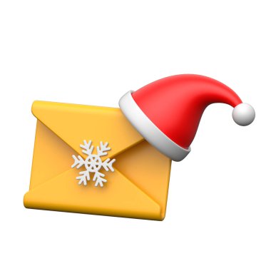 Noel Baba şapkalı mektup zarfı, noel postasının 3 boyutlu resmi.