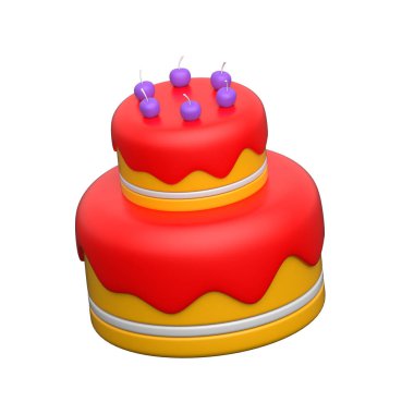 Şükran Günü, doğum günü, etkinlik, şenlikli pasta 3D illüstrasyon, premium simge