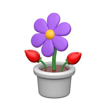 Yaratıcı olarak tasarlanmış modern tarzda saksının 3 boyutlu çizimi