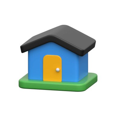 Ana sayfayı, ana ekranı ya da gösterge panelini temsil eden 3B ev simgesi.