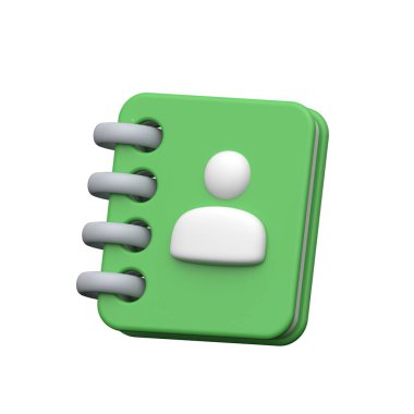3D address book icon representing contacts, directory, and profiles.
