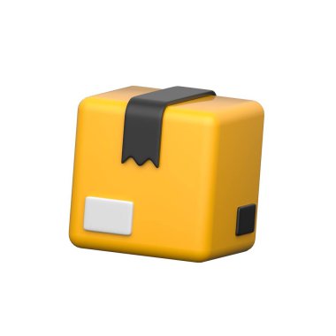 3D delivery box icon representing shipment, logistics, and storage.