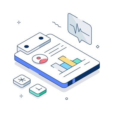 Take your hands on this amazing isometric illustration of medical data report