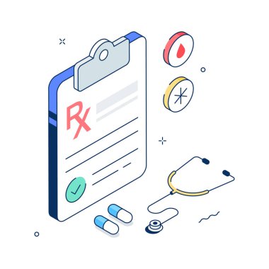 Clipboard with medical prescription and stethoscope concept illustration of medical prescription