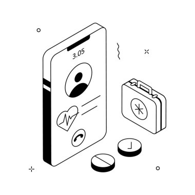 Mobile app displaying health tracking and fitness data, health app isometric illustration