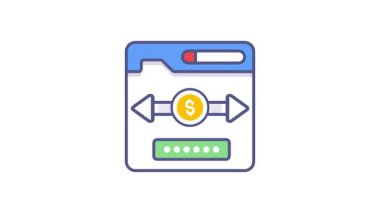 Modern para transferi, denge veya fon transferi, kaliteli vektör illüstrasyon video konsepti. düz çizgi simgesi görüntü sembolü.