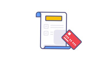 Kredi notu, kredi raporu, kaliteli vektör illüstrasyon video konsepti. düz çizgi simgesi görüntü sembolü.