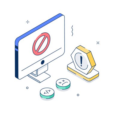 Access denied or restricted page error for website, concept isometric illustration