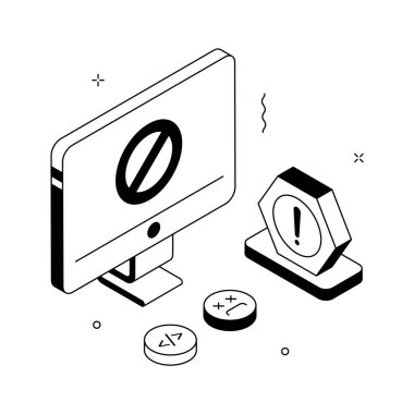 Access denied or restricted page error for website, concept isometric illustration