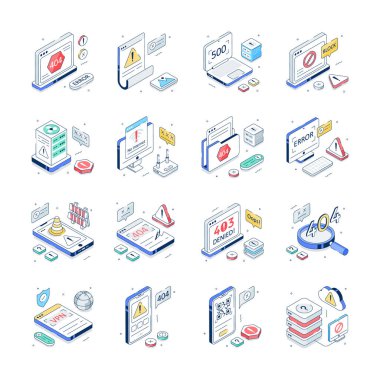 Take your hands on this amazing set of error illustrations in isometric style
