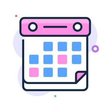 Flat icon of calendar representing planning and time management.