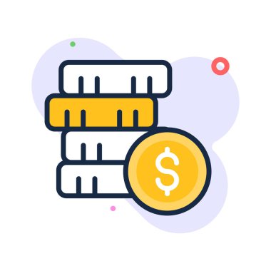 Flat icon showing stacked coins symbolizing savings and profit.