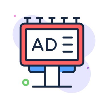 Flat billboard icon representing digital advertising strategy