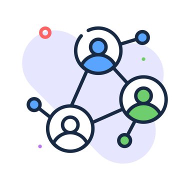 Flat network icon symbolizing collaboration and communication.
