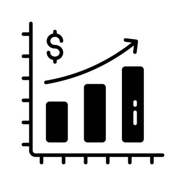 glyph icon showing financial growth chart and success metrics.