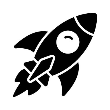 glyph rocket icon symbolizing startup success and innovation.