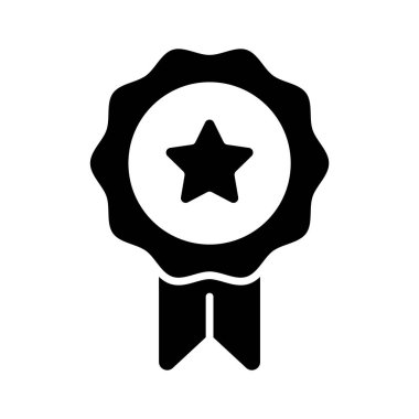 Reward and business excellence, glyph icon of badge