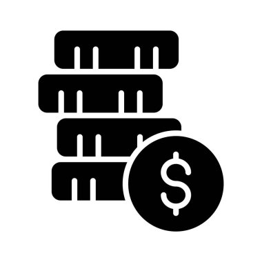 glyph icon showing stacked coins symbolizing savings and profit.