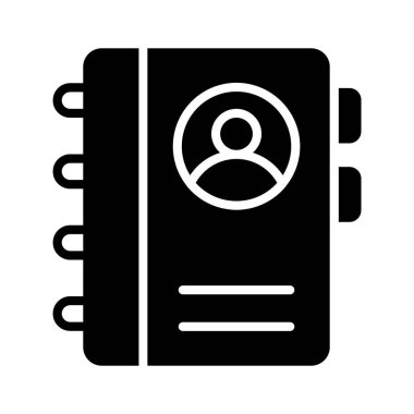 glyph icon of notebook representing client or contact management.
