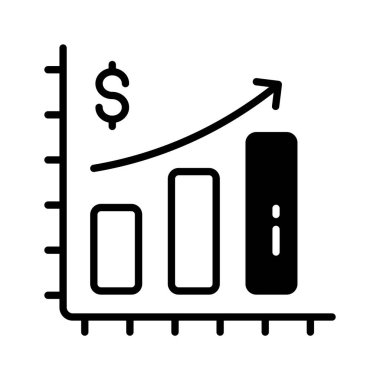 glyph icon showing financial growth chart and success metrics.