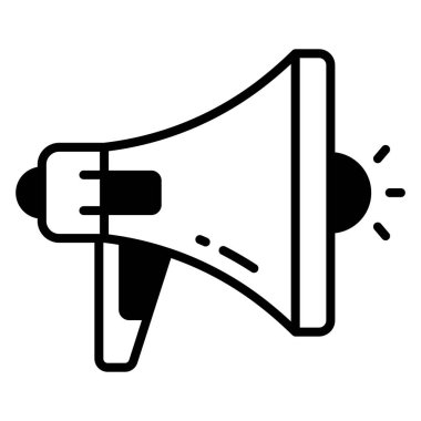 glyph megaphone icon symbolizing promotion and advertising.