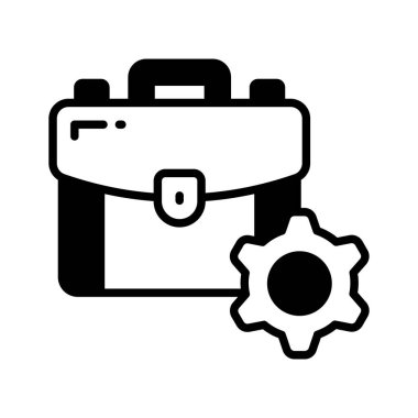 Briefcase with gear, glyph icon of business management
