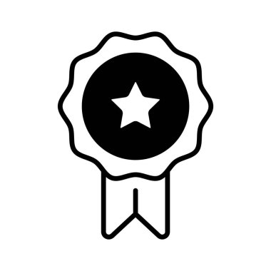 Reward and business excellence, glyph icon of badge