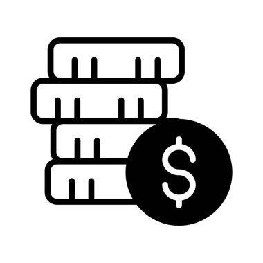 glyph icon showing stacked coins symbolizing savings and profit.