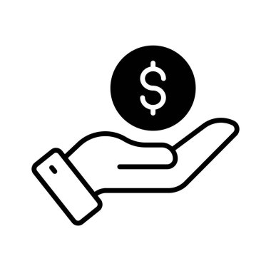 Hand holding coin representing funding, ready to use icon