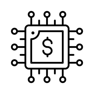 line icon representing AI technology in business finance.