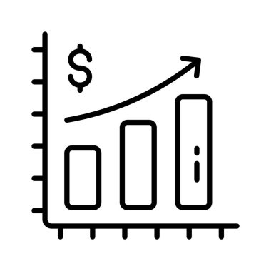 line icon showing financial growth chart and success metrics.
