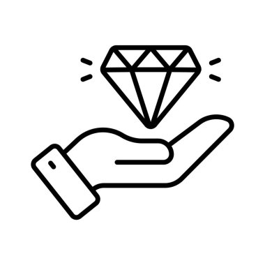 Hand holding diamond for premium business value, ready to use icon