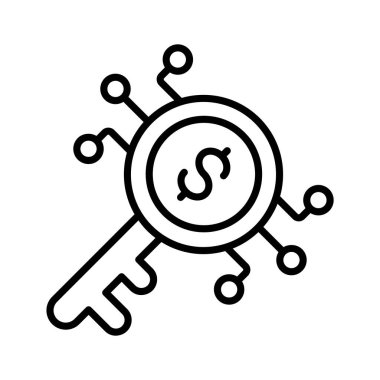 line icon of key with dollar for business success and profit.