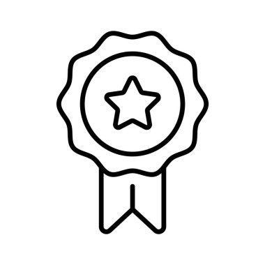 Reward and business excellence, line outline icon of badge