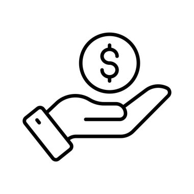 Hand holding coin representing funding, ready to use icon