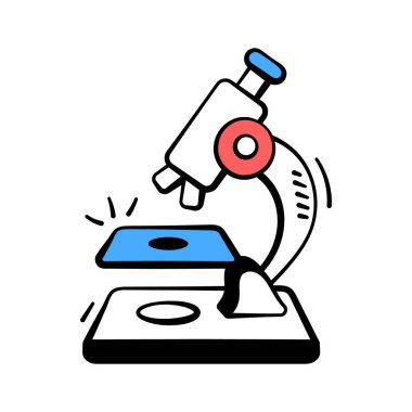 Laboratuvar araştırmaları ve analizleri için tıbbi mikroskop el çizimi simgesi.