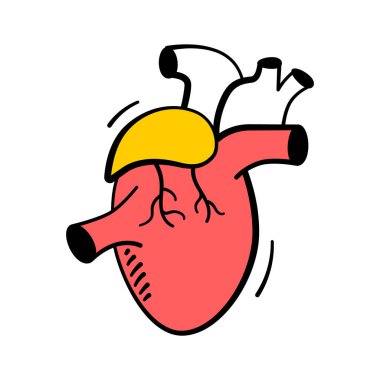 El çizimi kalp ikonu kardiyovasküler sağlık ve tıbbi bakımı temsil ediyor..